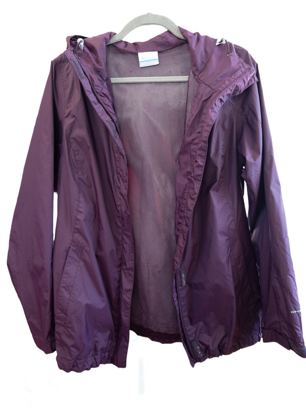 Columbia Omni-Tech Purple Hooded Rain Jacket Windbreaker Women’s M